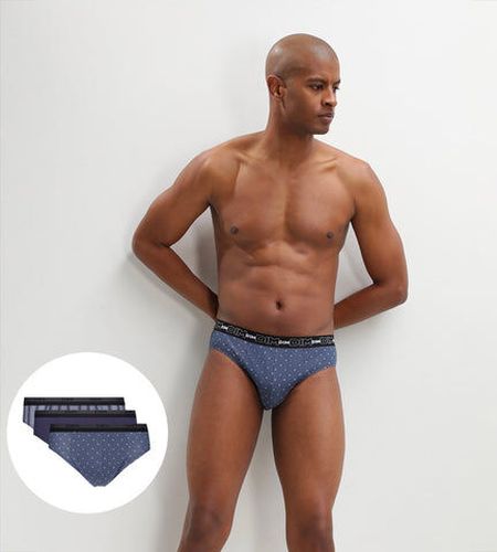 Lot de 3 slip en coton à imprimés croix Bleu Coton Print Gris 3 - Dim - Modalova