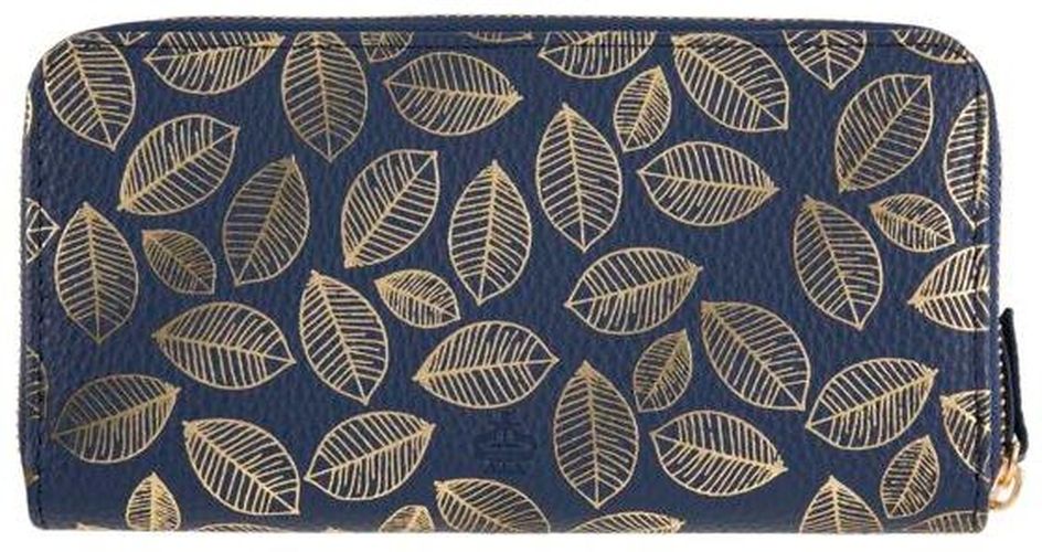 Grand portefeuille - feuilles dorées - bleu marine - Draeger - Modalova