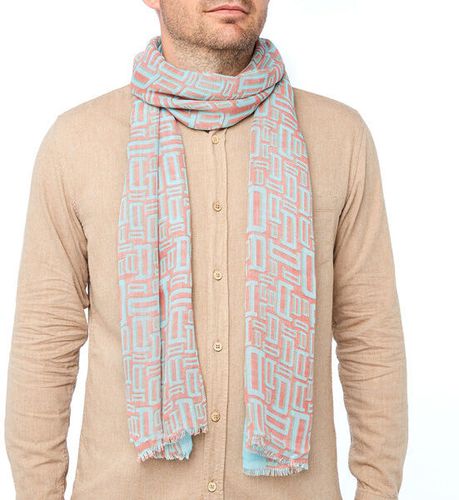 Foulard imprimé signature - Menthe et corail - 70x180 cm - Draeger - Modalova