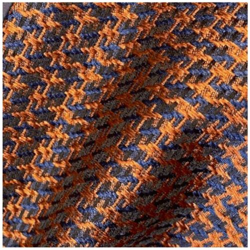 Cravate à motif pied de poule orange et bleu marine - Draeger - Modalova