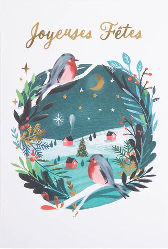 Carte de vœux Rouge Gorge Noël - Draeger - Modalova