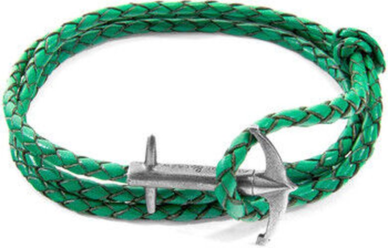 Bracelets Bracelet Ancre Admiral Argent Et Cuir Tressé Vert - ANCHOR & CREW - Modalova