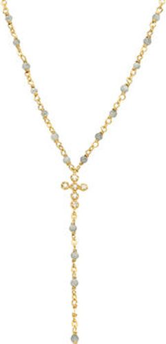 Collier Collier Argent Doré Cravate Croix Et Pierres Labradorite Doré - Orusbijoux - Modalova