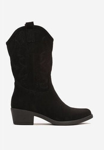 Bottines Bottes Santiags mi- mollet ajourée, Noir Noir - Vera Collection - Modalova