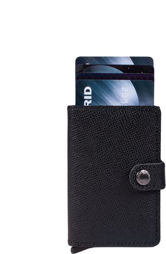 Porte-cartes en aluminium et cuir Miniwallet - 6 cartes (Couleur: Noir) Noir - SECRID - Modalova