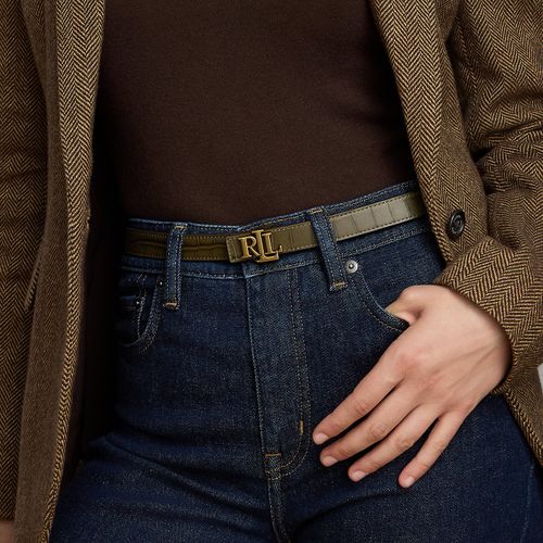 Ceinture fine réversible gaufrée à logo - Lauren - Modalova