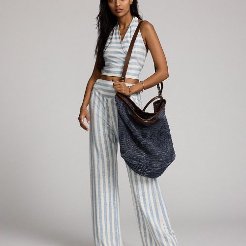 Cabas tissé main indigo finitions cuir - RRL - Modalova