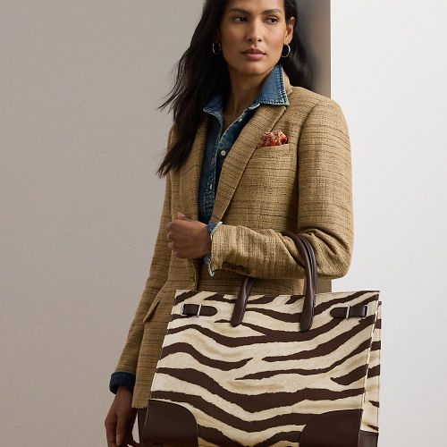 Grand cabas Devyn en toile à motif zèbre - Lauren - Modalova