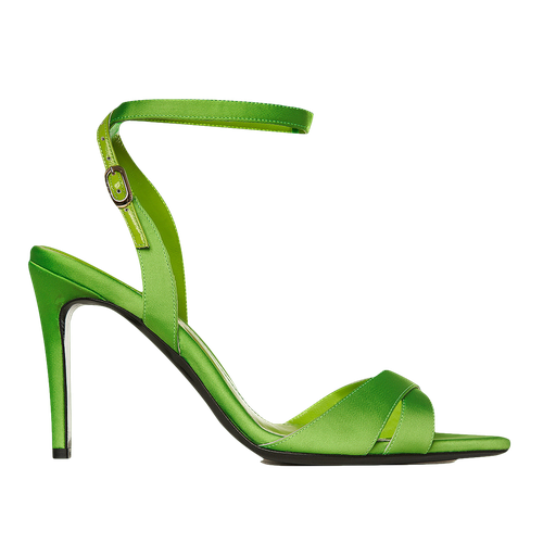 Thea Grass Green Satin Sandals - Ginissima - Modalova