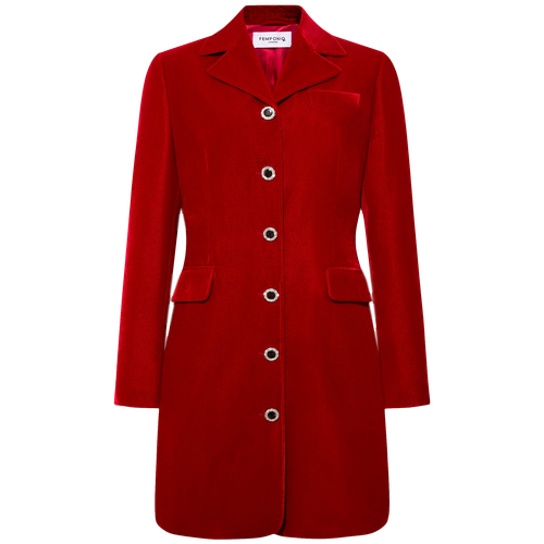 Velvet Tailored Blazer Dress - Red - Femponiq - Modalova