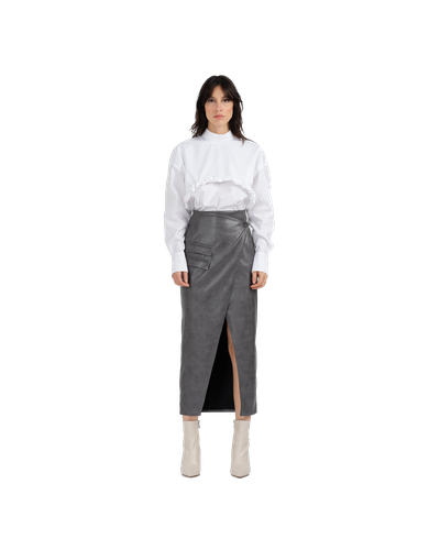 ZIED grey vegan leather wrap skirt - DIVALO - Modalova