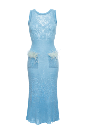 Blue Rose Knit Dress - ANDREEVA - Modalova
