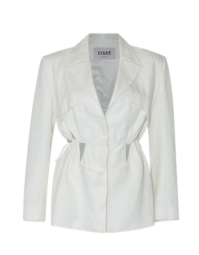 ZIRDI White Linen Cut-out Jacket - MAET - Modalova