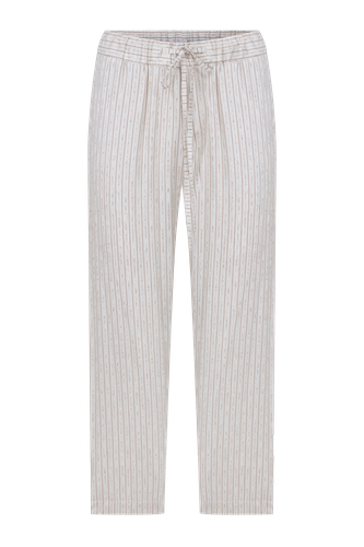 Kyra Striped Linen Trousers in Walnut - Nazli Ceren - Modalova