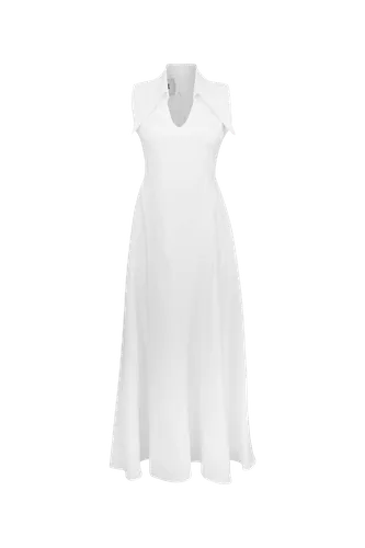 AMARI Sleeveless Maxi White Linen Dress - MAET - Modalova