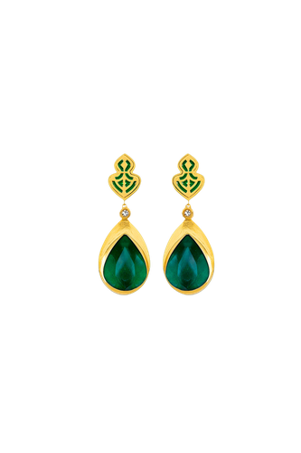 Emerald Gold Earring - Lora Istanbul - Modalova