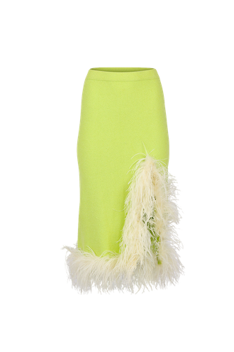 Lime Knit Skirt With Feathers - ANDREEVA - Modalova
