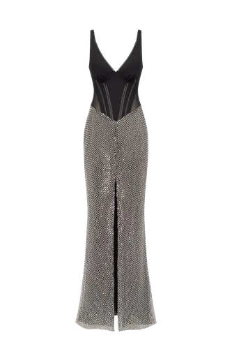 Corset maxi dress with silver sequined maxi skirt, Smoky Quartz - Milla - Modalova