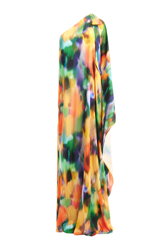 Lia Satin Multi Color One Shoulder Maxi Dress - Lora Istanbul - Modalova