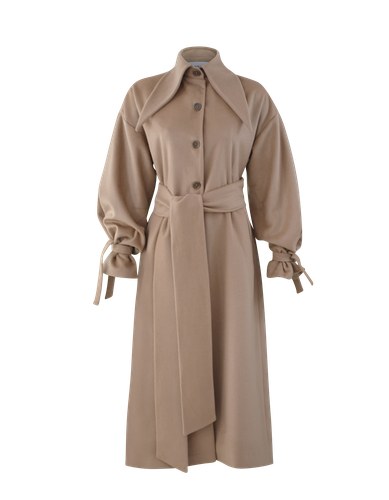 MARLOWE Long Cashmere Coat in Beige - MAET - Modalova
