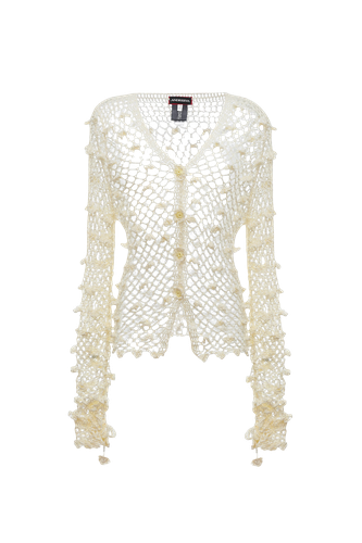 White Handmade Crochet Shirt - XL - Cardigans - ANDREEVA - Modalova