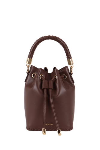 MINI CHOCOLATE LEATHER BUCKET | Women's Bucket bags - Saonara - Modalova