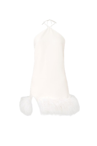 Keira Halter Mini Feather Dress | Women's Mini dresses - Lora Istanbul - Modalova