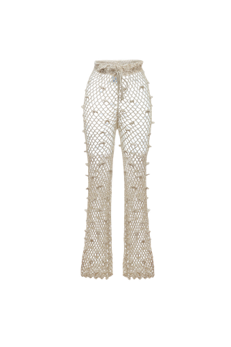 Metallic Handmade Crochet Pants | Women's Ghost Flared pants - ANDREEVA - Modalova