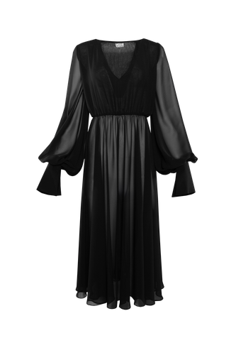 Sheer Midi Dress | Women's Onyx Midi dresses - Vestiaire d'un Oiseau Libre - Modalova