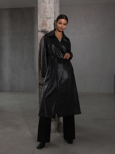 Oversized vegan-leather trench coat - Lichi - Modalova