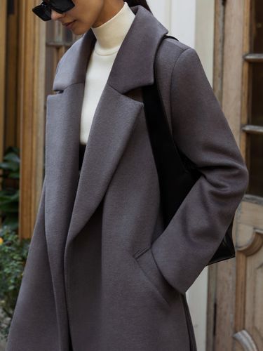 Wide-belt wrap wool coat - Lichi - Modalova