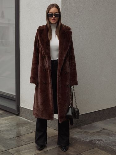 Double-breasted belted faux-fur coat - Lichi - Modalova