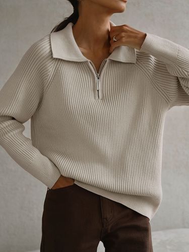 Oversized zipped polo-collar sweater - Lichi - Modalova