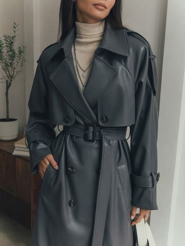 Double-breasted trench coat from eco-leather - Lichi - Modalova