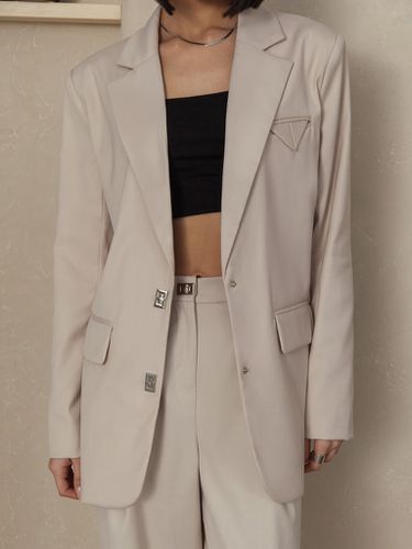 Oversized single-breasted blazer with metal fastening - Lichi - Modalova