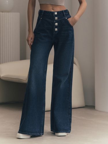 High-waisted jeans with metal fastening - Lichi - Modalova