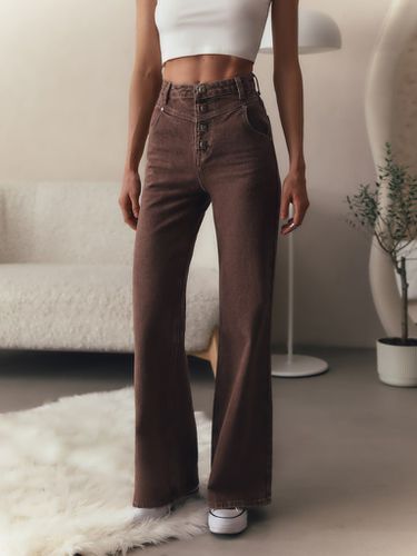 High-waisted jeans with metal fastening - Lichi - Modalova