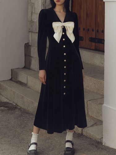 Contrast-bow midi dress - Lichi - Modalova