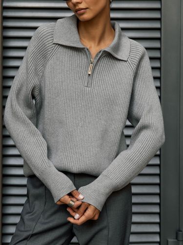 Oversized zipped polo-collar sweater - Lichi - Modalova