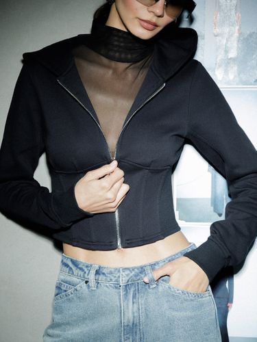 Cropped hoodie with corset insert at the waist - Lichi - Modalova