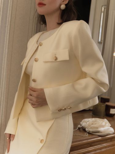 Cropped straight jacket with large buttons - Lichi - Modalova