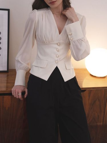 Blouse with a waistband and large button fastening - Lichi - Modalova