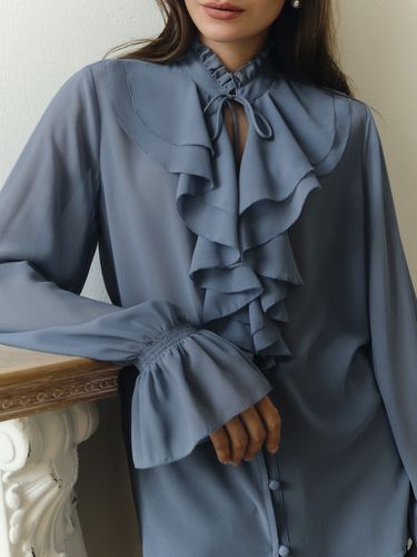 Light blouse with flounces and ties at the collar - Lichi - Modalova