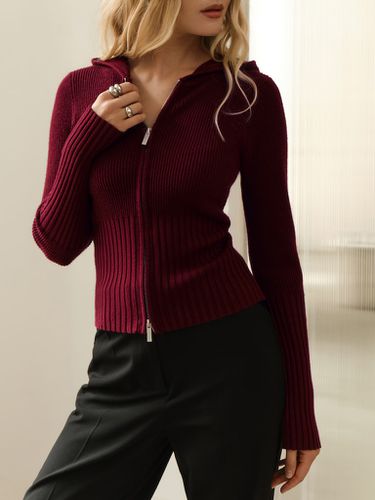 Rib-knit cardigan with zip fastening - Lichi - Modalova