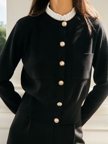 Cardigan with pleated insert on the collar - Lichi - Modalova