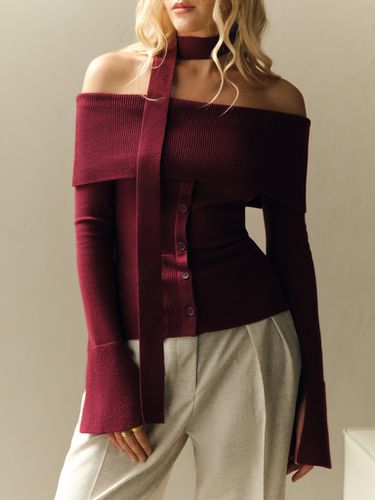 Knitted top with long sleeves and thin scarf - Lichi - Modalova