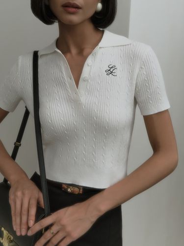 Knitted polo with chest embroidery - Lichi - Modalova