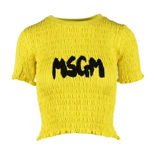 Msgm - Tops > T-Shirts - Yellow - Msgm - Modalova