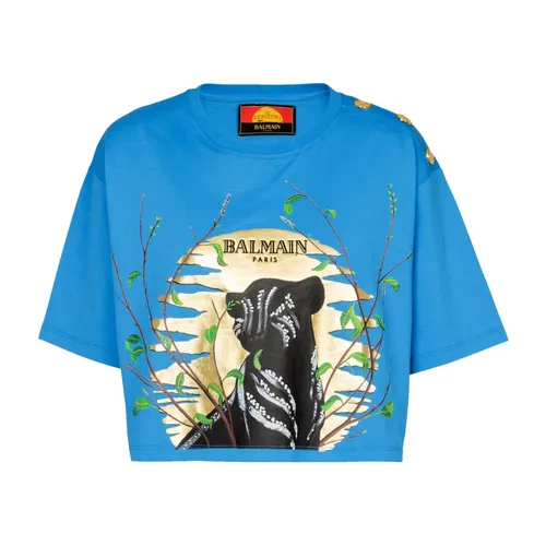 Balmain - Tops > T-Shirts - Blue - Balmain - Modalova