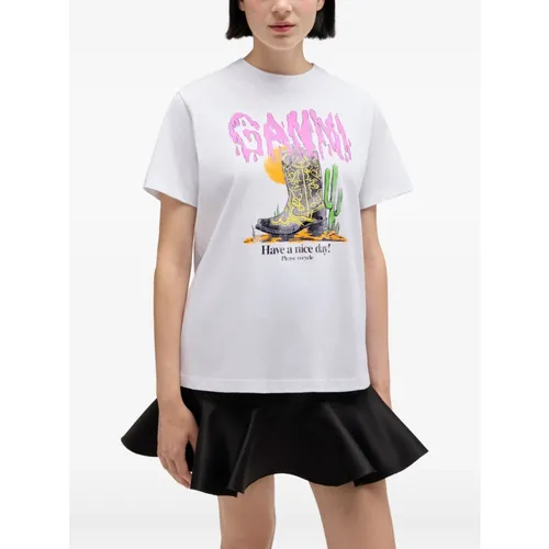 Ganni - Tops > T-Shirts - White - Ganni - Modalova